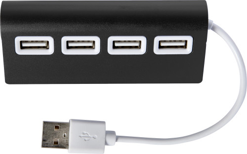 USB hub i aluminium med fire porte